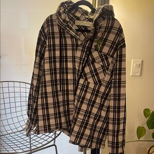 Off White Italian label flannel plaid hooded jacket
Virgil Abloh